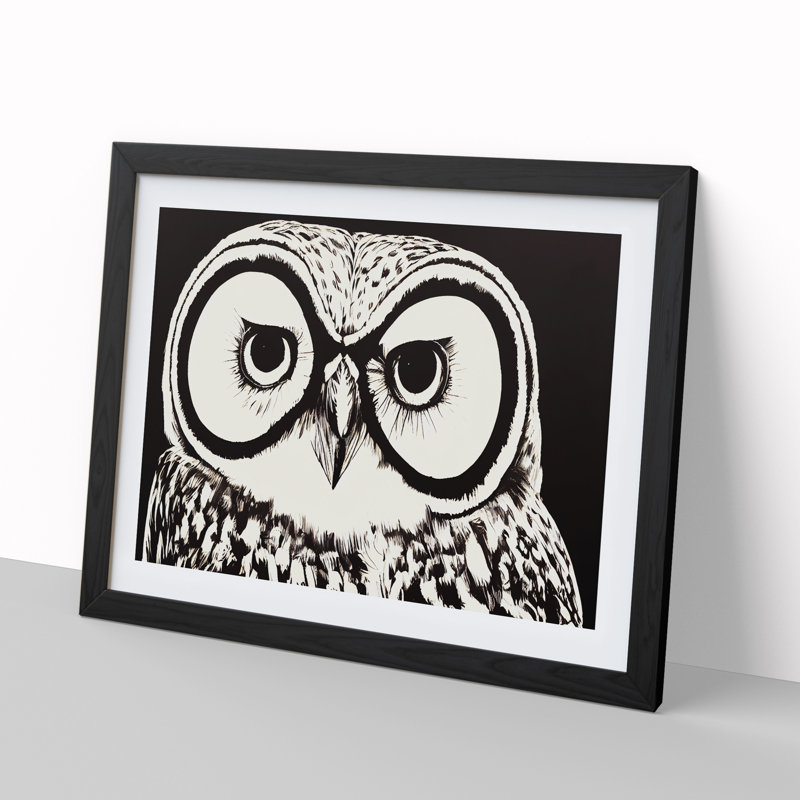Dynamic Owl - Single Picture Frame Print, 46cm H x 64cm W x 2cm D, Black