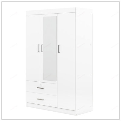 Sophisticated Three-Door Wardrobe with Multiple Storage Options for Organized and Stylish Living by Latitude Run