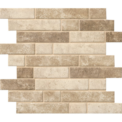 Montessa Sierra Sunset Interlocking 11 in. x 11 in. Glossy Glass Mosaic Wall Tile