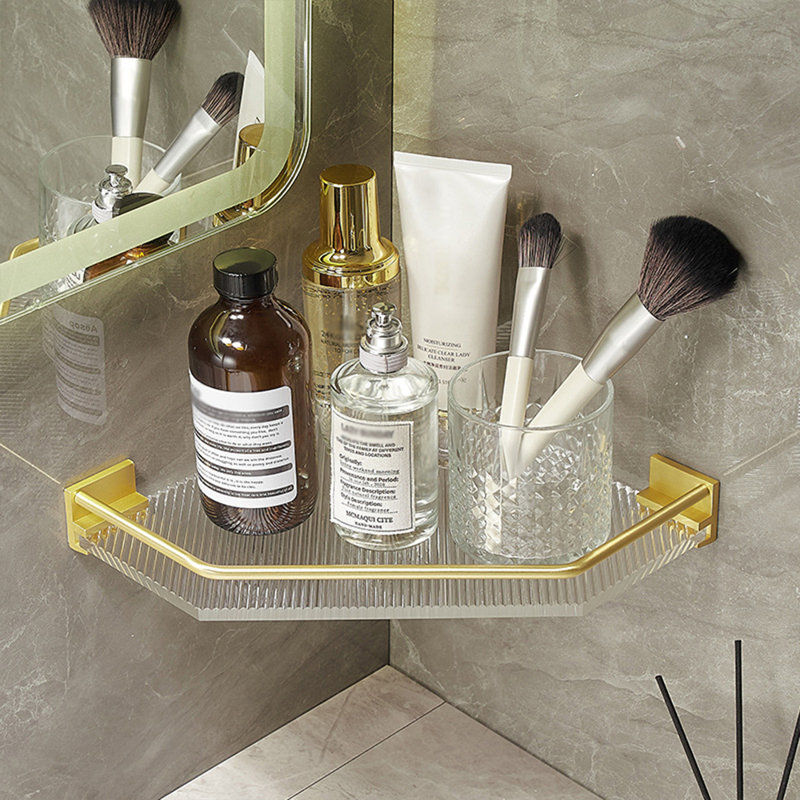 Crellin Triangle Metal Corner Shelf, Gold