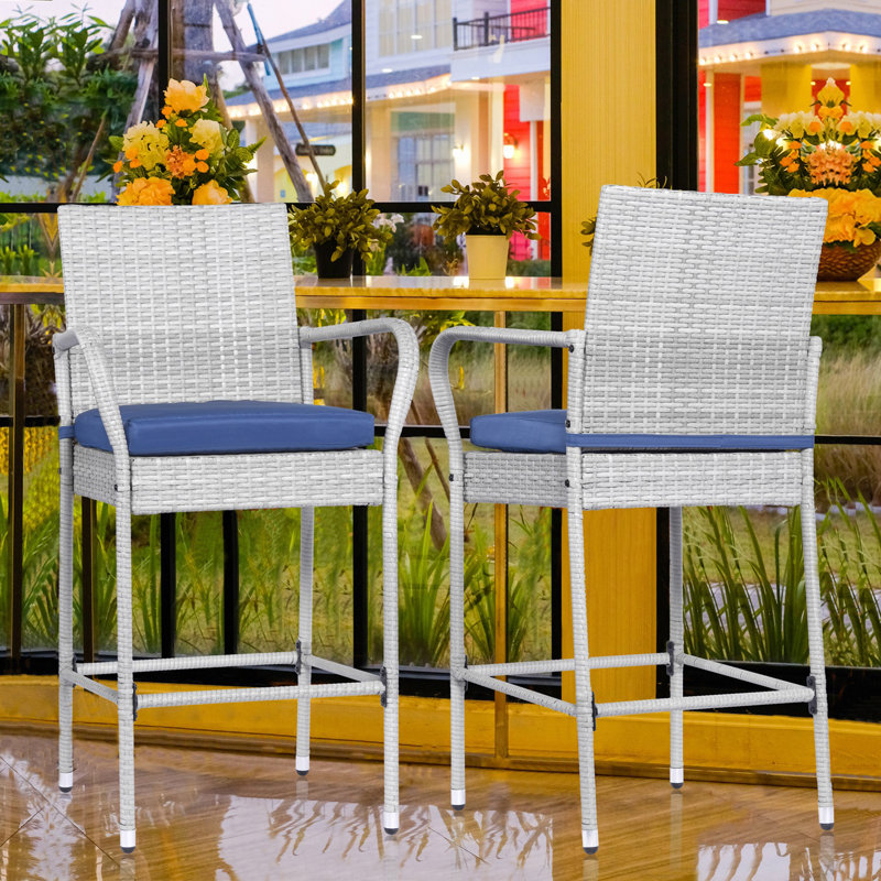 Tabouret 30 "avec coussin Carsynn, Bleu marine