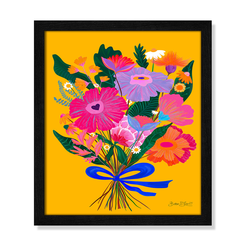 Imprimé éclectique de fleurs par Bloom, Black Woodgrain, L 13 po x H 15 po, Impression encadrée
