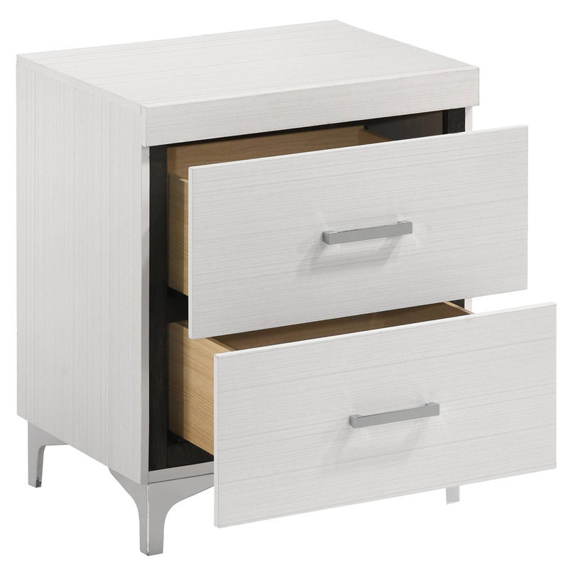 White 2-Drawer Nightstand