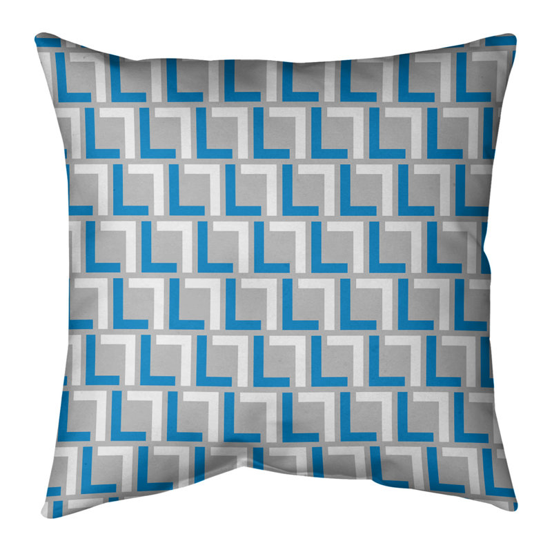 Housse de coussin Carolina, Gris clair / bleu / blanc, Polyester sergé, 20 po X 20 po