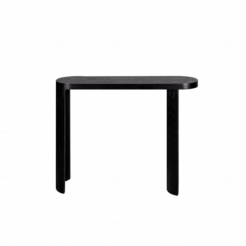 Black Oval Console Table with Reversible Legs & Wide Display Top