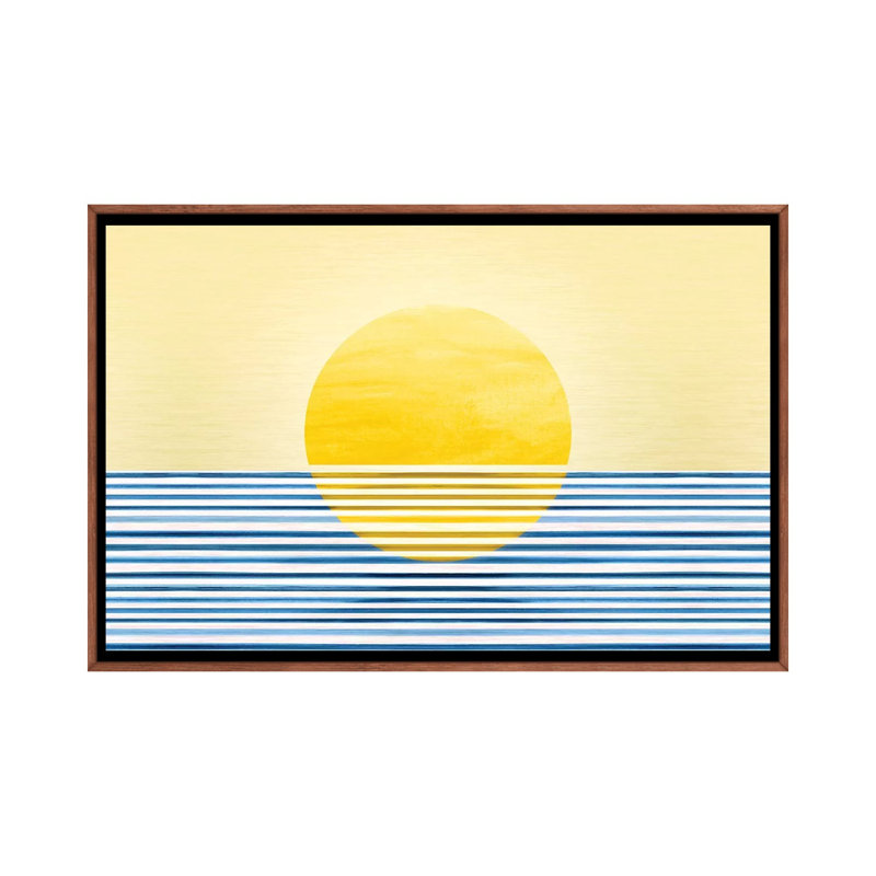 Sunset II-impression d’art graphique abstraite, Toile classique avec cadre brun, Pas de tapis, H 40 po x l 60 po x 1,5 po