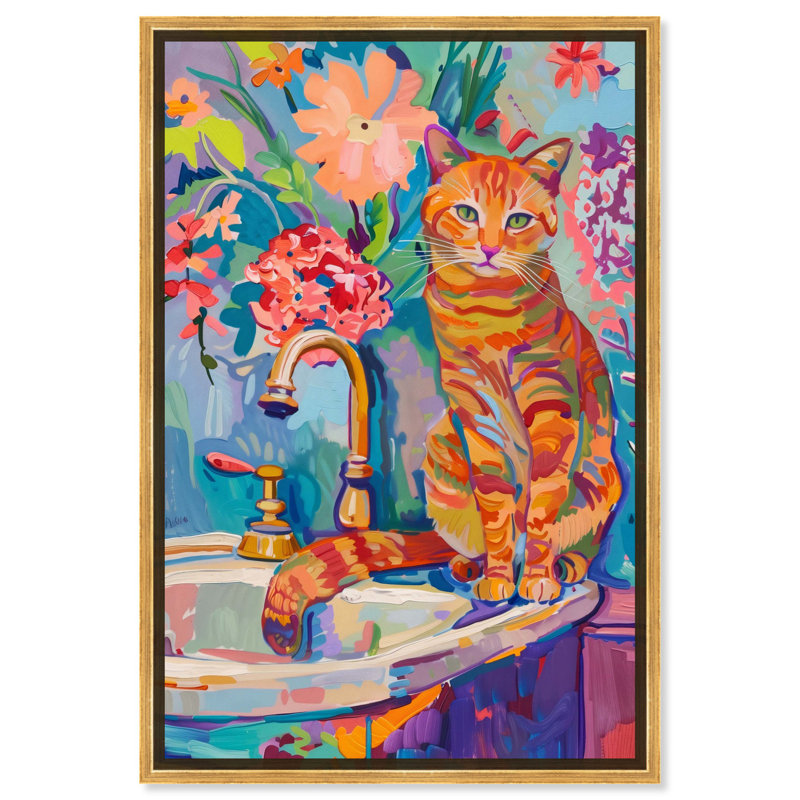 Art de salle de bain Jungle, Cadre doré, H 16 po x l 11 po