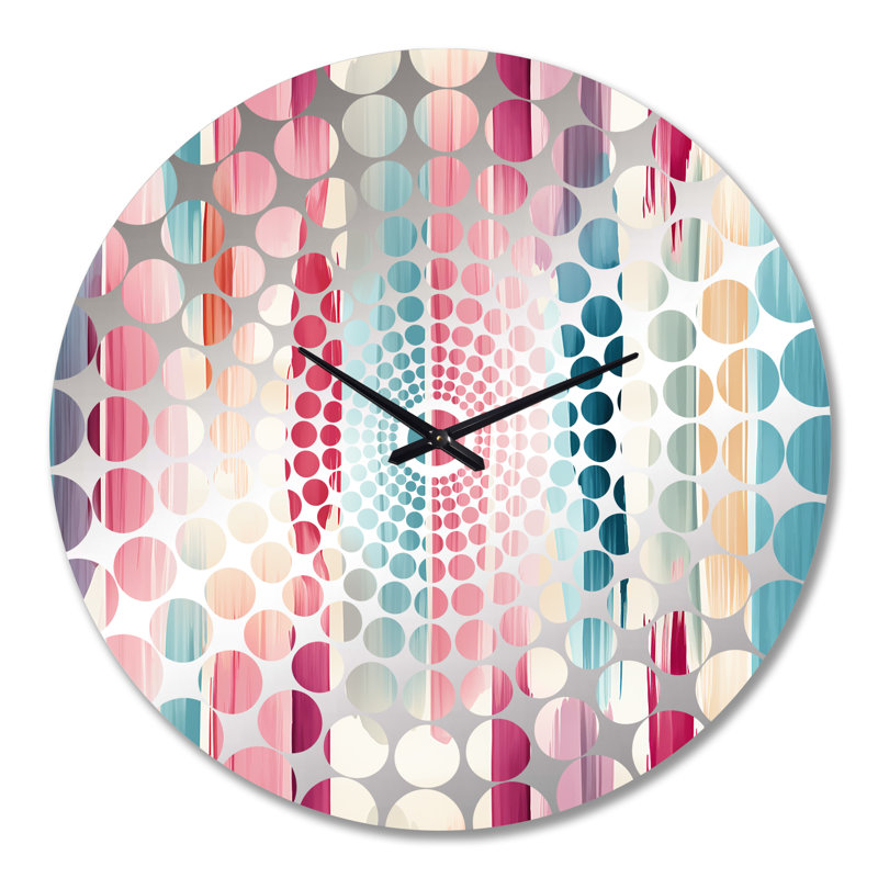 Horloge murale rayée bleue et rose, Très grand