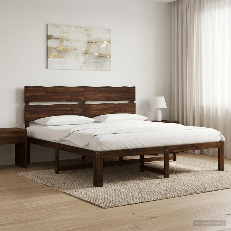 Solid Wood Bed Frame, Super King (6'), Dark Brown