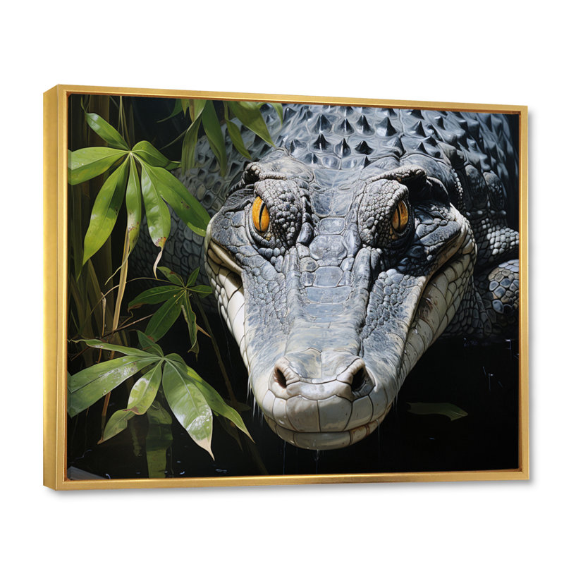 Crocodiles d'Afrique, Cadre flottant doré, H 30 po x l 40 po x P 1,5 po