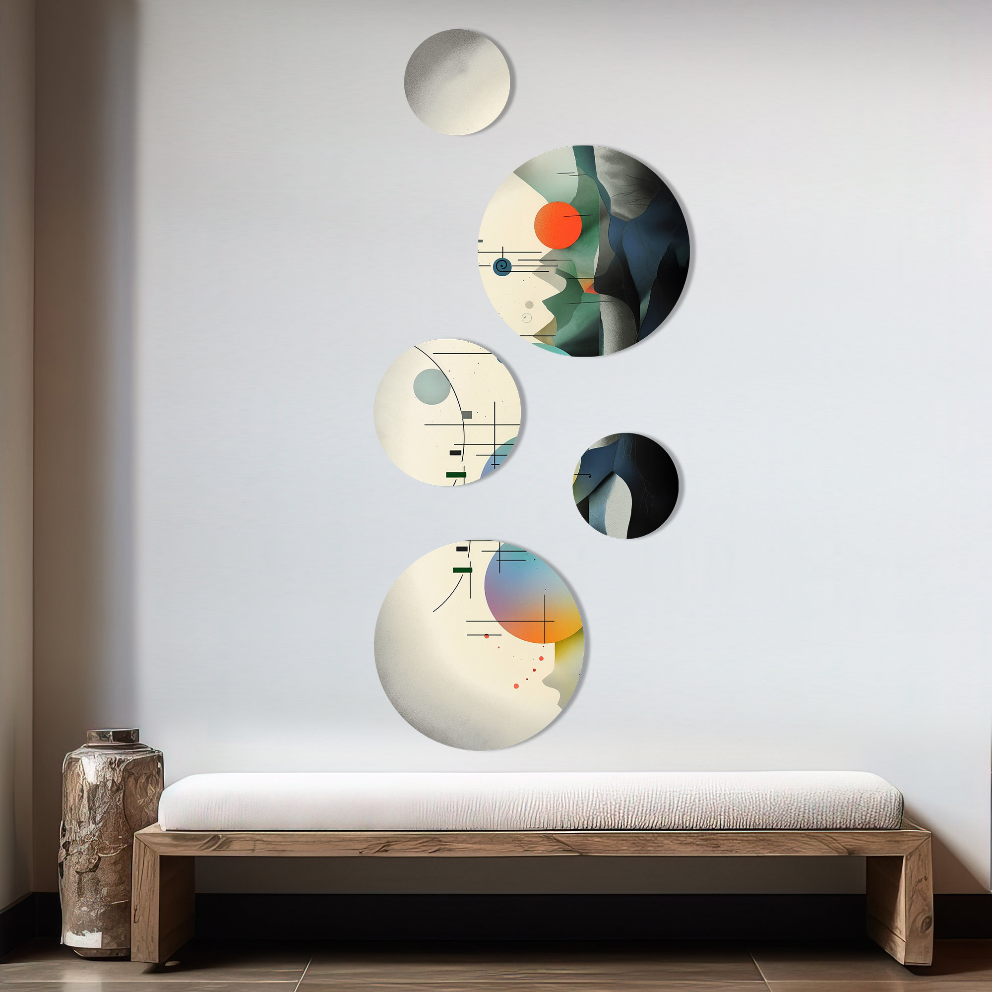 DesignArt Grey and Green Embracing Art III - Modern Geometric Metal ...