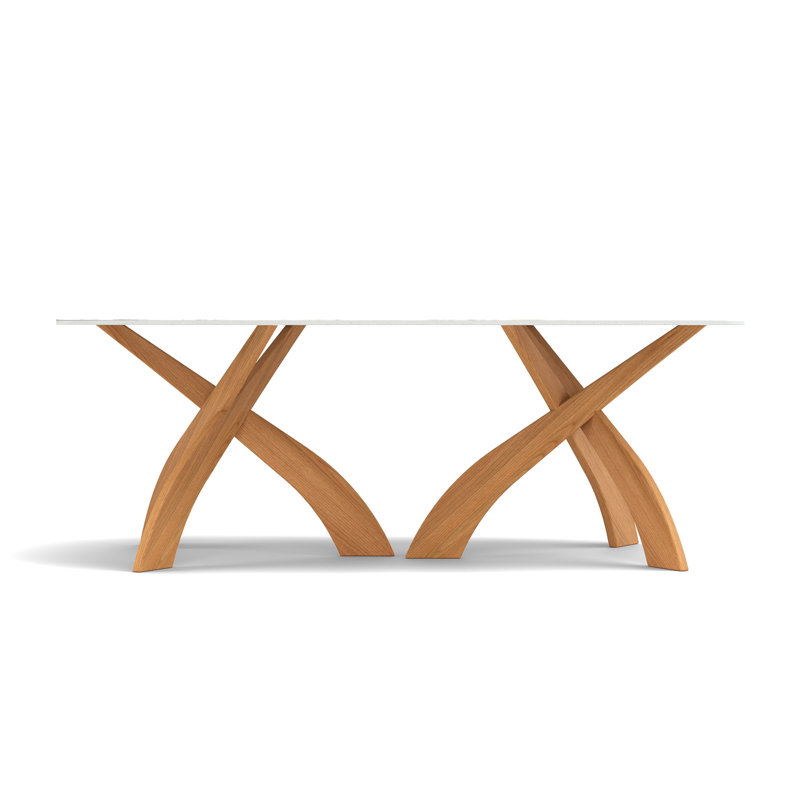 Entwine - Rectangular 42IN x 72IN Glass Top Table - Natural Walnut Finish, 30"H x 48"L x 84"W, Natural Cherry/White