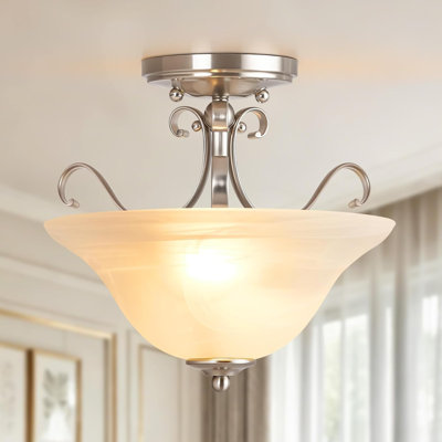 Plafonnier semi-encastré 11 po avec abat-jour en verre givré Farmhouse, plafonnier traditionnel près du vestibule, chambre à coucher, salon