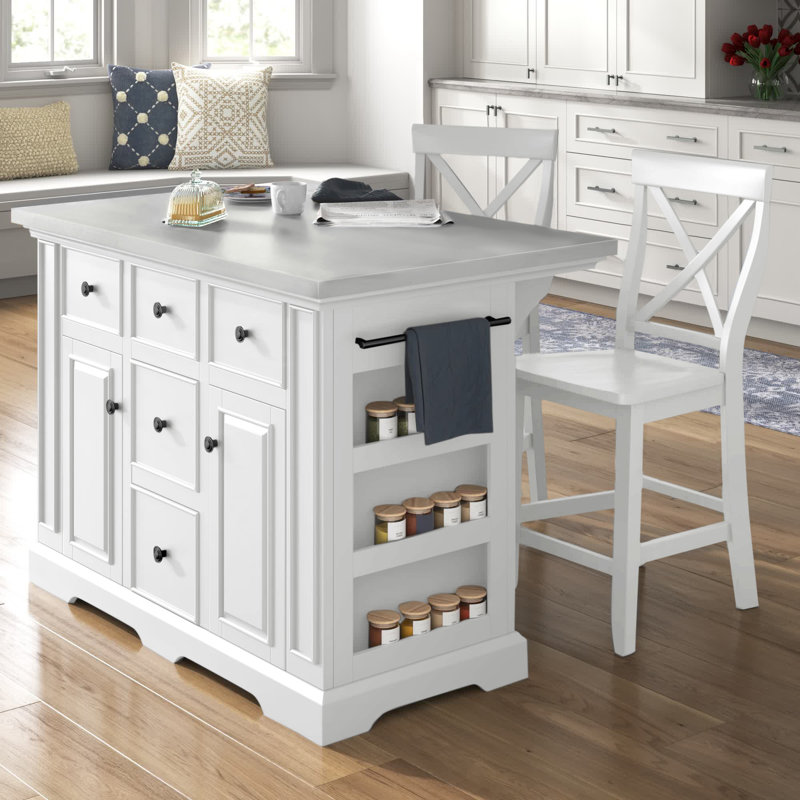Ensemble d'îlot de cuisine 50 "Diamondback, Acier inoxydable, Blanc