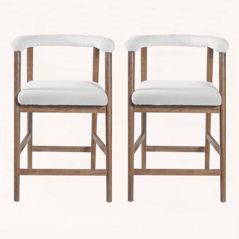 Tabouret 24,5 "de hauteur avec dossier incurvé, ensemble de 2, Noyer