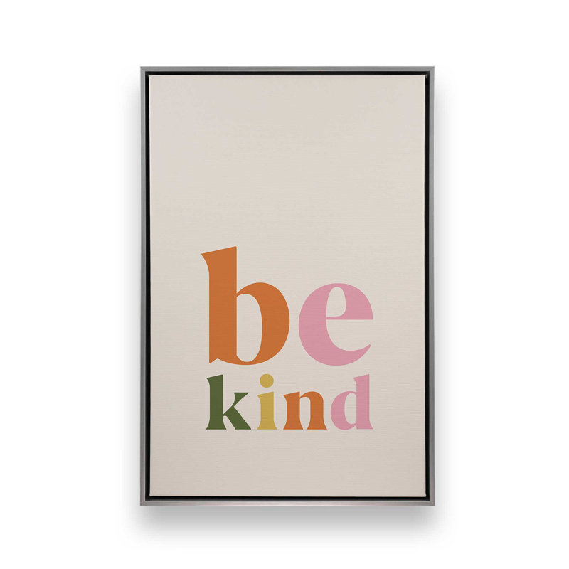 Be Kind Colourful Retro By Cocoon Design Art Print, 48" H x 36" W, Silver, Framed Print without Mat