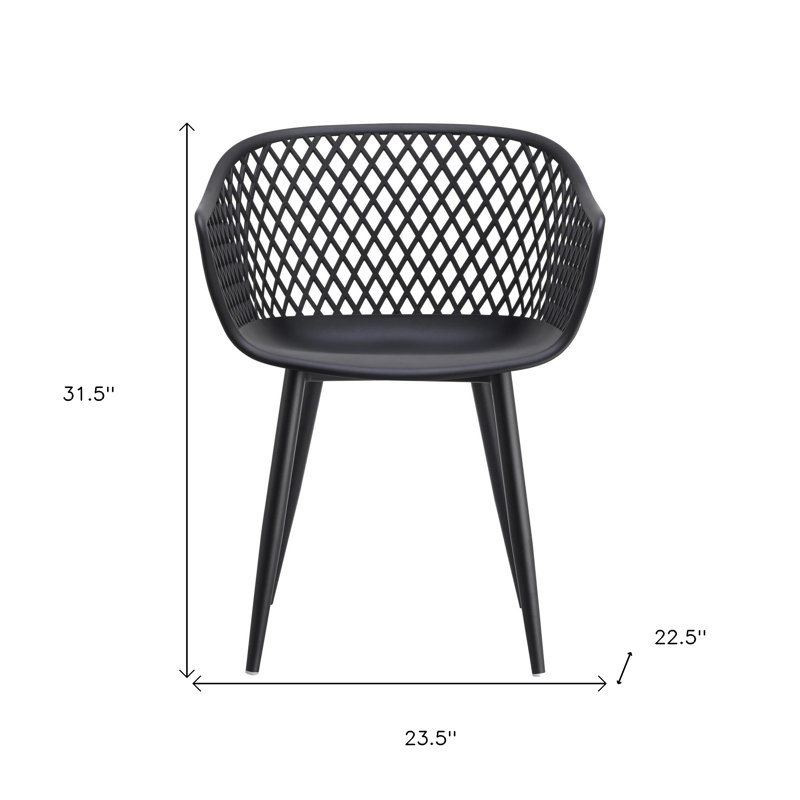Ensemble de deux fauteuils de salle à manger noirs en plastique robuste