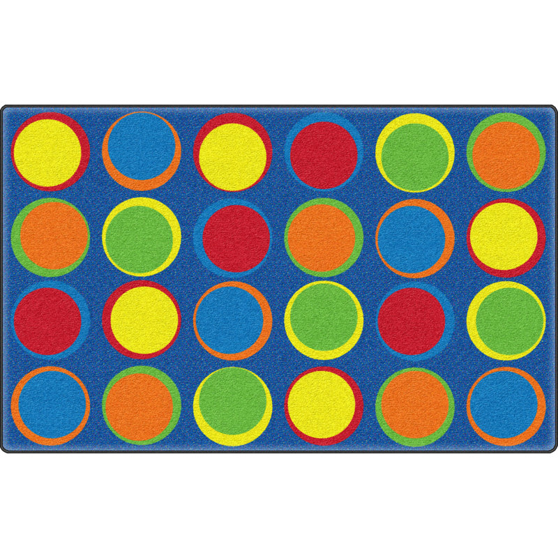 Tapis bleu/jaune assis spots Flaherty, Rectangle 7 pi 6 po x 12 pi