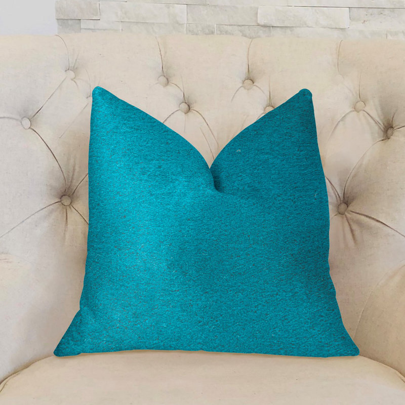 Aquamarine Velvet Turquoise Luxury Throw Pillow 22" x 22"