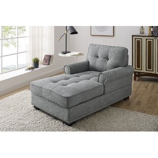 Iroomy Button-Tufted Chaise Lounge Indoor with Solid Wood Legs & Support  Pillow, Upholstered Chaise Lounge Chair for Bedroom Living Room Office