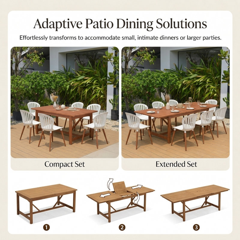 Anautica Outdoor Patio 9pc 100%  FSC Certified Wood Dining Set