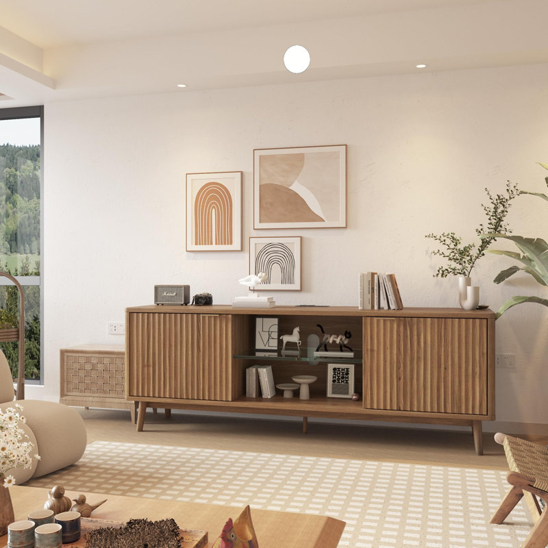 63" TV Stand with Power Outlet, Entertainment Center with Adjustable Shelf & Storage for Living Room, Espresso Wood