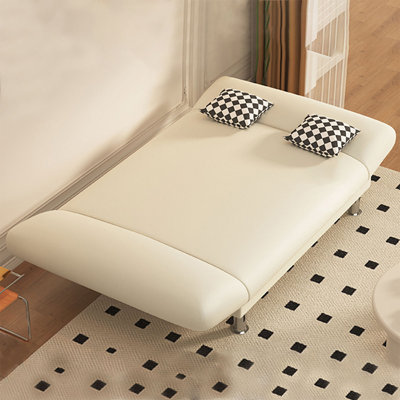 Canapé-coussin modulaire en similicuir blanc crème