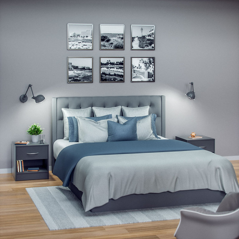 Abrahms 39cm W MDF/particle Board Bedside Table, Anthracite