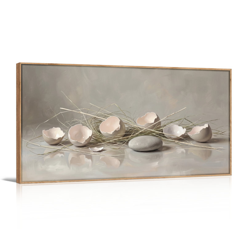Coquille d'œuf, reproduction d'art sur toile, ensemble de 1, Naturel, L 40 po x H 20 po