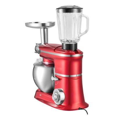 Mélangeur sur socle inclinable 6,3 pte 6,3 pte, mélangeur de cuisine électrique 400 W avec bol en acier inoxydable, comprend un hachoir à viande, des accessoires de mélangeur, un crochet pétrisseur, un fouet et un batteur