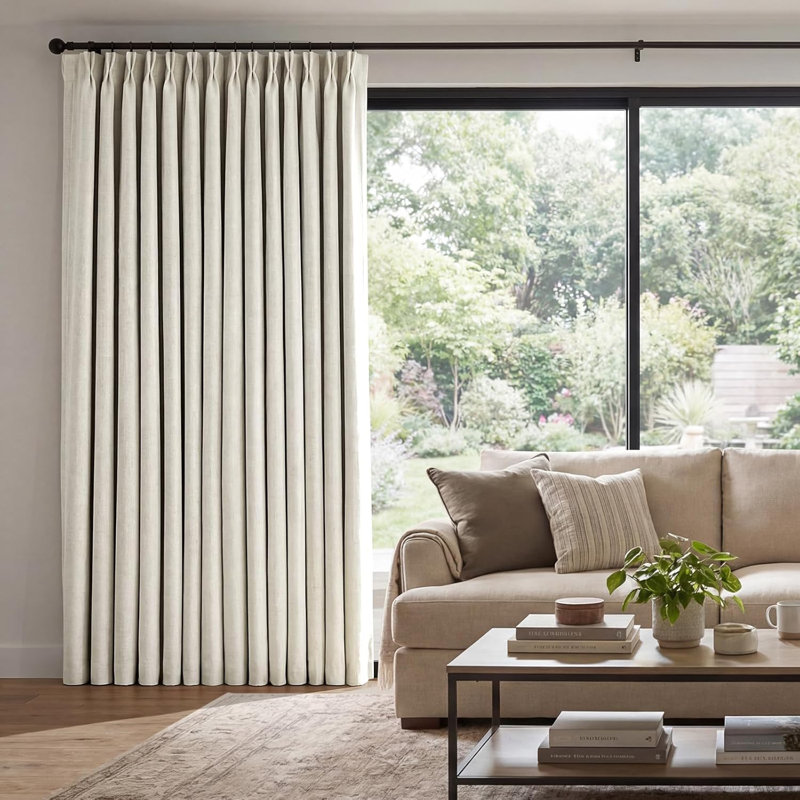 YZ Home Linen Pinch Pleated 100% Blackout Curtains for Bedroom and Living Room Darkening Thermal Window Curtain Drapes with 16pc Hooks(2 pages)