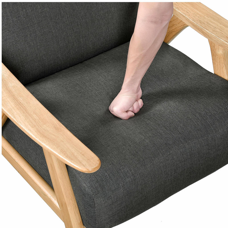 Finition naturelle et dossier en bois d'hévéa massif recouvert de tissu d'ameublement gris foncé Modern Home Furniture