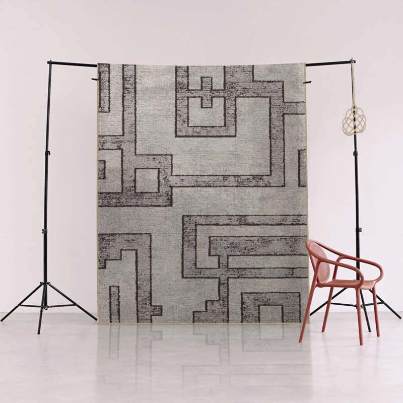 Tapis décoratif moderne à motif géométrique abstrait à motif gris, Rectangle 3 pi 4 po x 6 pi 7 po