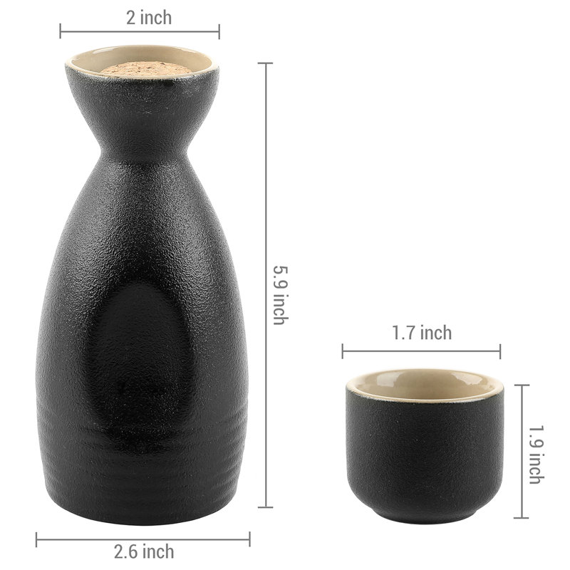 Japanese Style Sake 5 Piece Beverage Serving Set