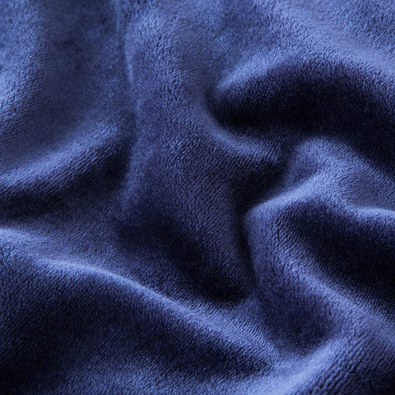 Zygi Reversible Mink Faux Plush Fur Fleece Throw/ Blanket, Navy, 240 x 200cm