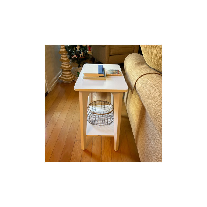 2-Tier Side Table, Small Rectangular End Table - Brown