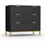 Commode noire pour chambre à coucher, commode 3 tiroirs avec rangement spacieux, commode en bois moderne pour chambre à coucher, commode pour le couloir H0073