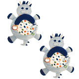 Little Tikes 3 In 1 Infant Tummy Time Plush Pillow Playmat, Blue Dino (2 Pack)