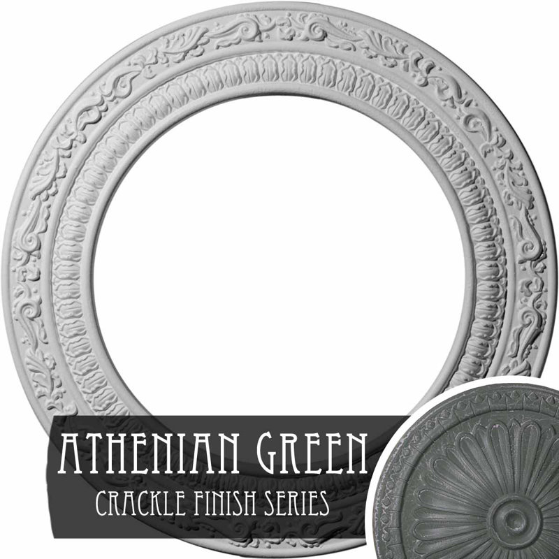 Endurathane Andrea Ceiling Medallion, 12"OD x 8"ID x 1/2"P (Fits Canopies up to 8"), Hand-Painted Athenian Green Crackle Finish