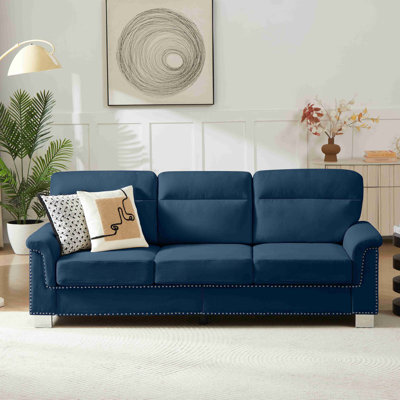 82" Modern Compressed Snowfleece Fabric 3-Seater Sofa, For Living Room, Bedroom, Office & Entertainment Spaces