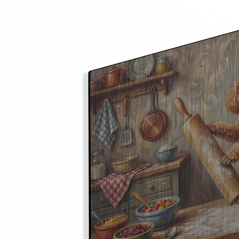  «Poodle In The Kitchen» par Rich Monet, art mural en métal, 16 po x 12 po, H 12 po x l 16 po