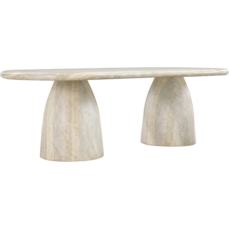 Chemene Finished Indoor/Outdoor Concrete Dining Table, Travertine, 30" H x 96" W x 44.5" D
