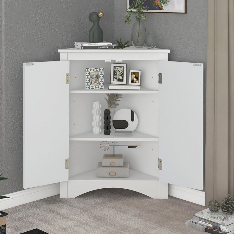 Armoire moderne blanche triangulaire avec tablettes de rangement multifonctionnelles réglables - s'adapte à tous les espaces de la maison