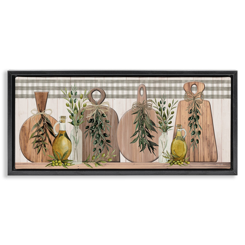Art mural sur toile flottant avec planches à découper rustiques brunes par Cindy Jacobs, H 11 po x l 25 po