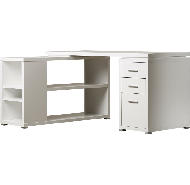 Bureau d'ordinateur en forme de L, 29,5 po H x 60 po l x 47,25 po P, Beige