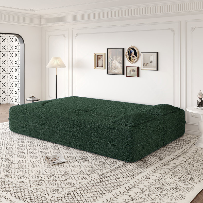 Canapé-lit polyvalent rembourré en mousse avec coussins amovibles pour diverses pièces, Vert