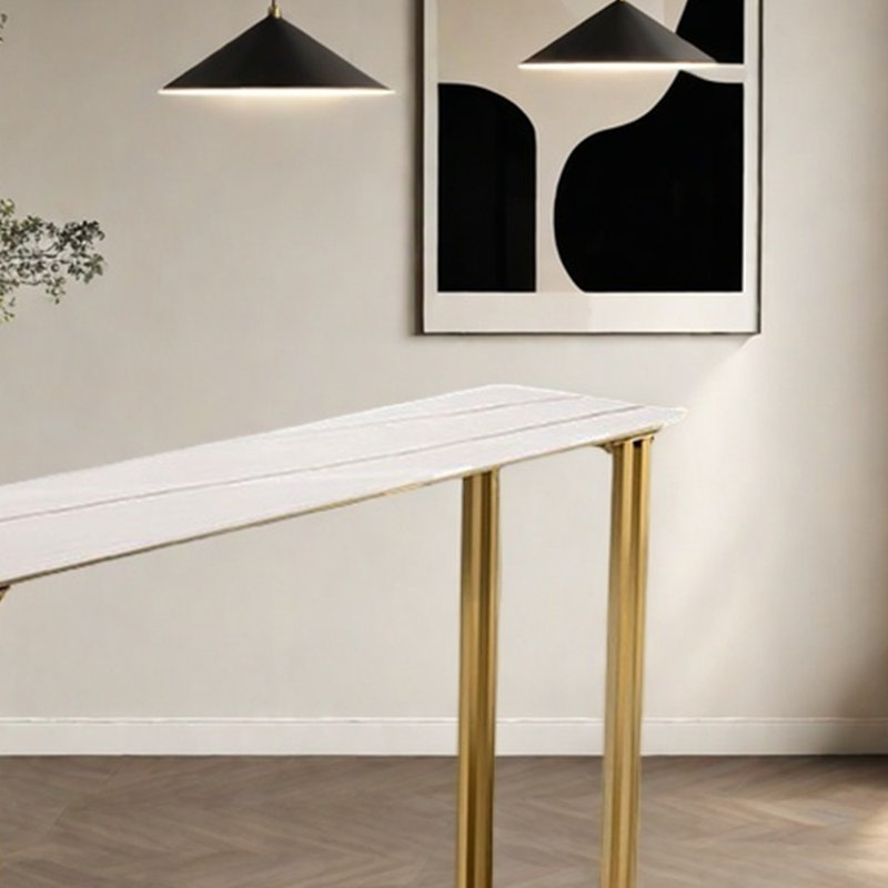 Une table de bar légère et luxueuse, Blanc, H 41,3 po x L 78,7 po x l 15,7 po