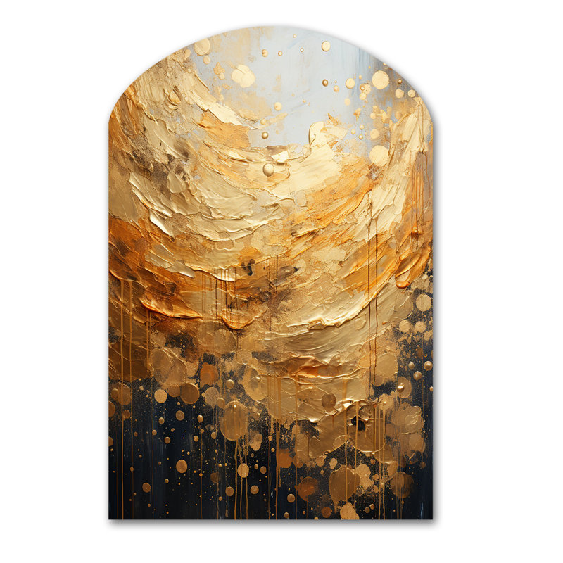 «Chlores Gold Grey Golden Gleam II», art mural abstrait asymétrique en métal, reproduction de sculpture murale en forme unique