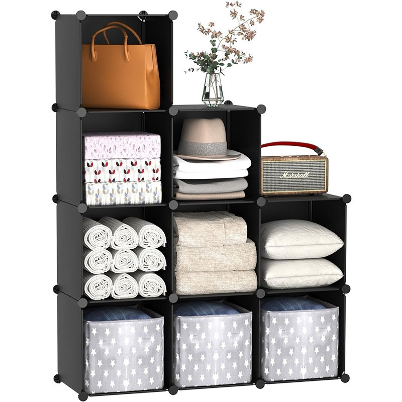 Bibliothèque de rangement en plastique à 9 cubes, armoire de rangement modulaire empilable pour la maison ou le bureau