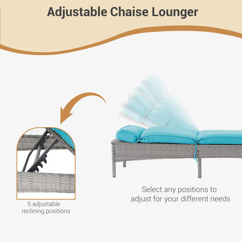 Chaise longue d'extérieur en osier Arshleen, Bleu lac
